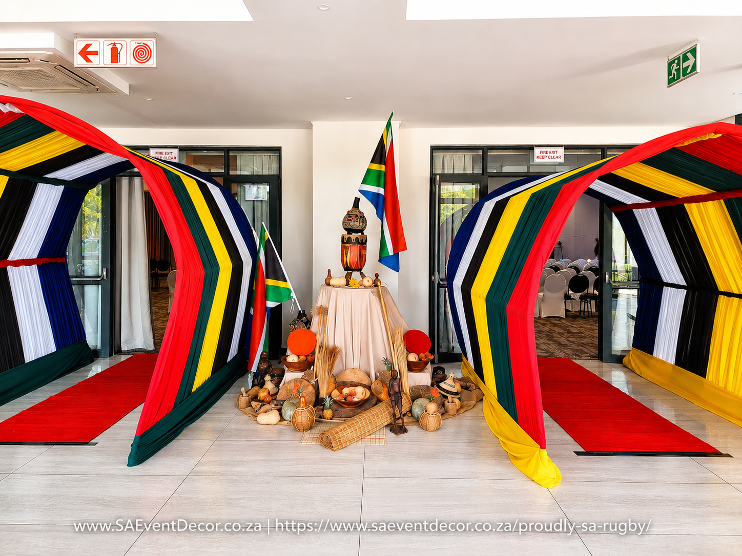 South African Rugby Themed Double Tunnel Entrance Conference Decor by SA Event Decor at the Indaba Hotel Spa Conference Centre South African Rugby Themed Double Tunnel Entrance Conference Decor by SA Event Decor at the Indaba Hotel Spa Conference Centre