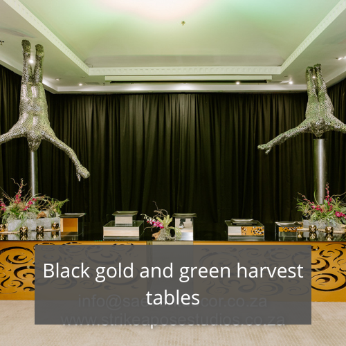 Black gold and green harvest tables fi Black gold and green harvest tables fi