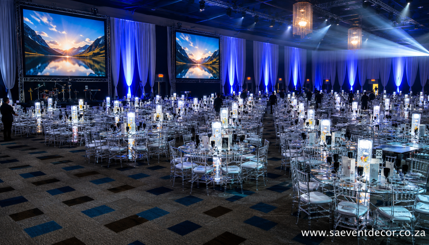 SA Event Decor Sandton Convention centre glass table gala 10 SA Event Decor Sandton Convention centre glass table gala 10