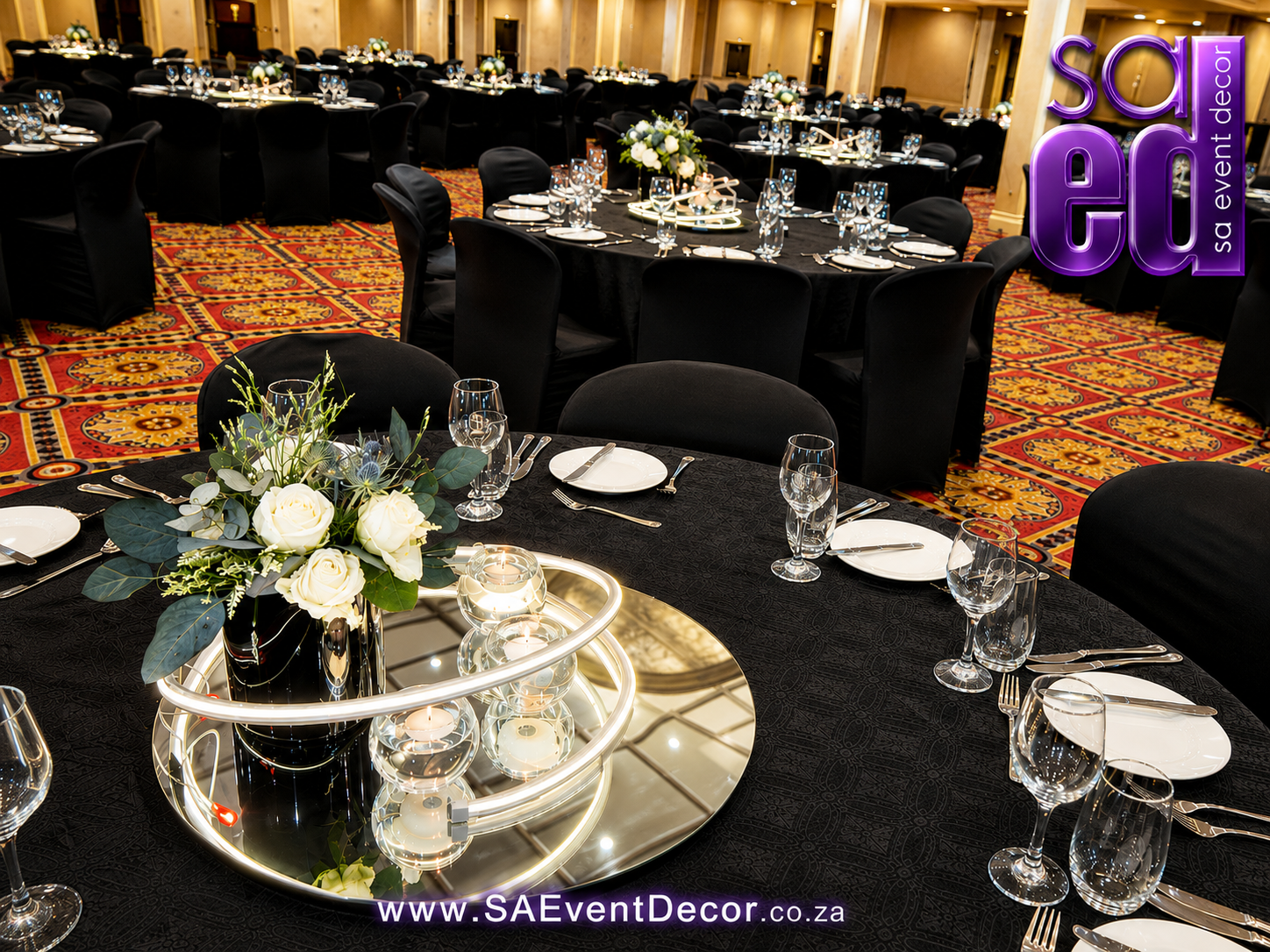 Event Decor Centrepieces & Gala Dinner Table Décor 6 SA Event Decor LED ring centre piece R 250 ex VAT 1