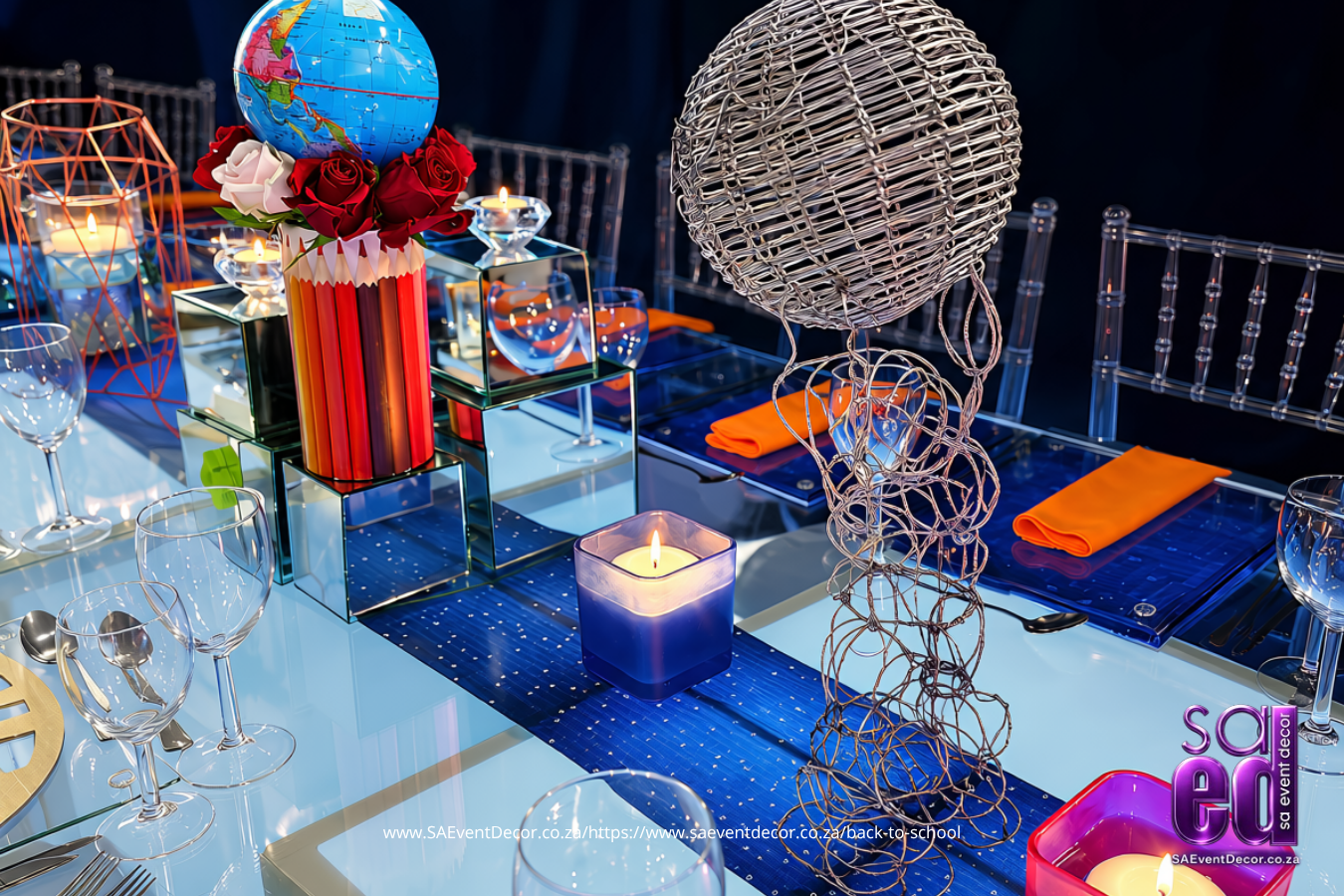 Event Decor Centrepieces & Gala Dinner Table Décor 2 Wire sculpture back to school SA Event Decor 1