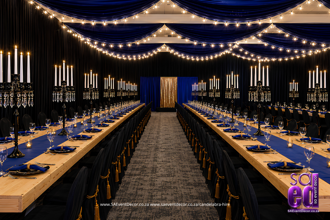 Event Decor Centrepieces & Gala Dinner Table Décor 10 black candelabra sa event decor 2