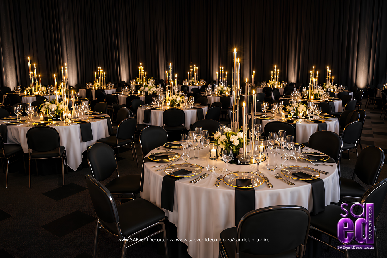 Event Decor Centrepieces & Gala Dinner Table Décor 7 tall candelabra sa event decor 2
