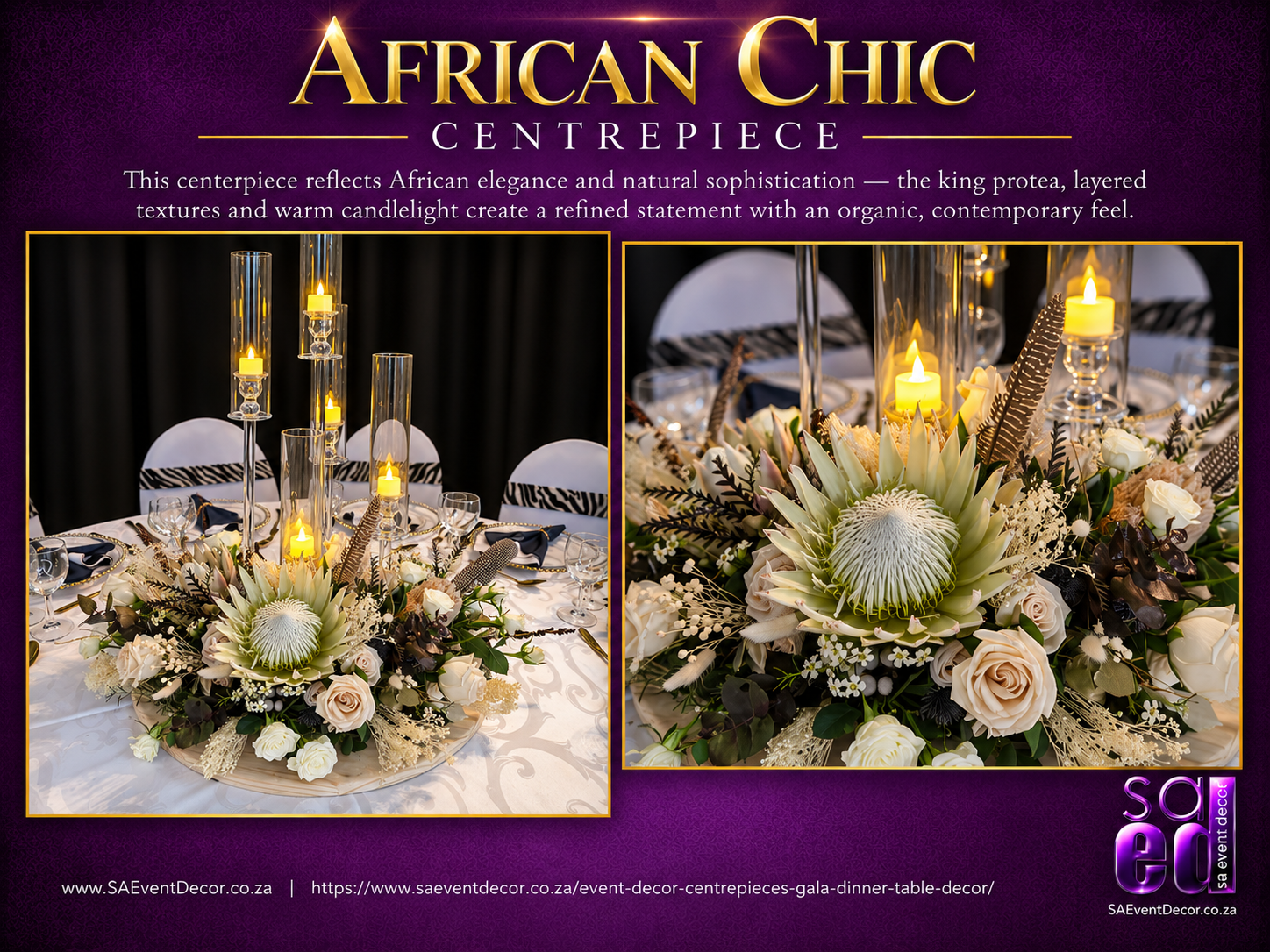 Event Decor Centrepieces & Gala Dinner Table Décor 38 African Chic themed event Decor centre piece by SA Event Decor