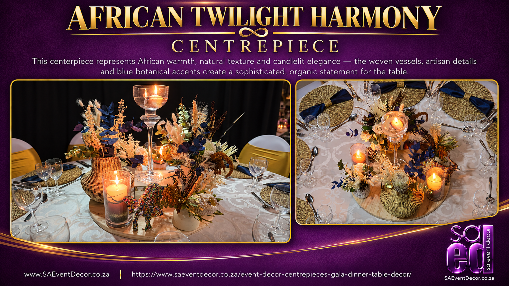 Event Decor Centrepieces & Gala Dinner Table Décor 18 African Twilight Harmony Centrepiece by SA Event Decor