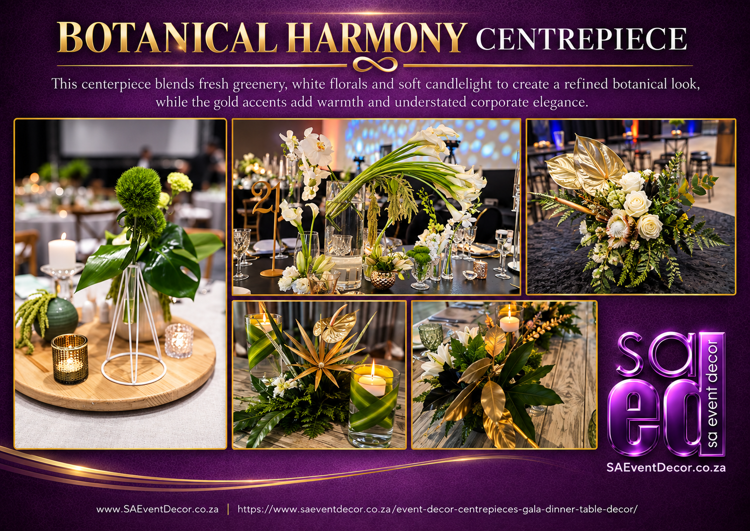 Event Decor Centrepieces & Gala Dinner Table Décor 4 Botanical harmony centre piece by SA Event Decor
