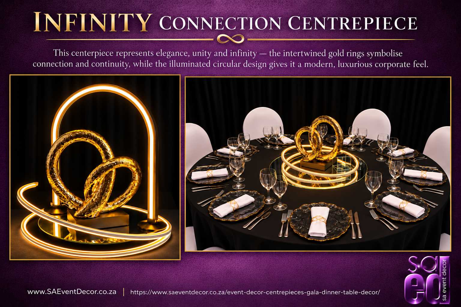 Event Decor Centrepieces & Gala Dinner Table Décor 9 INFINITY CONNECTION CENTREPIECE SA Event Decor