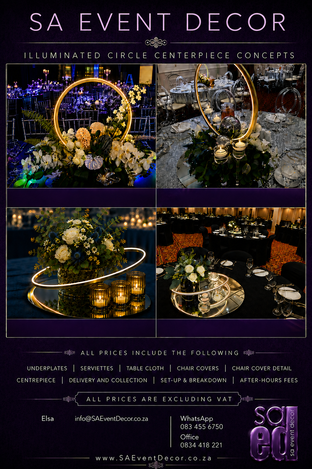 Iluminated Circle Centre peice SA Event Decor