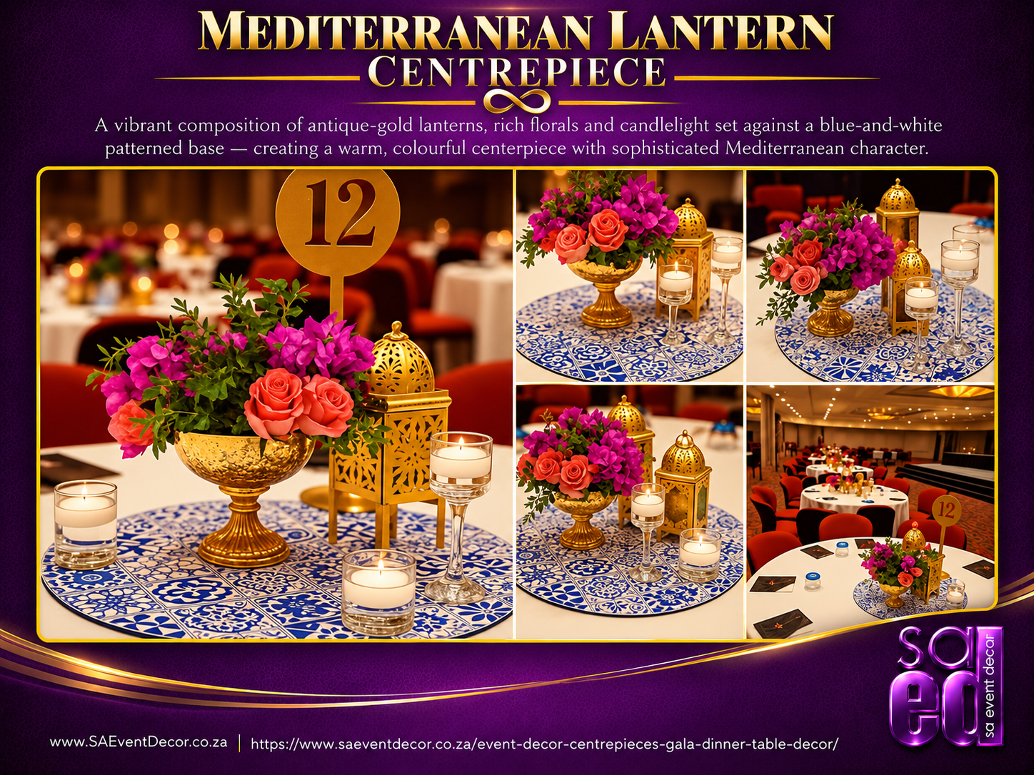 Event Decor Centrepieces & Gala Dinner Table Décor 29 MEDITERRANEAN LANTERN CENTREPIECE By SA Event Decor