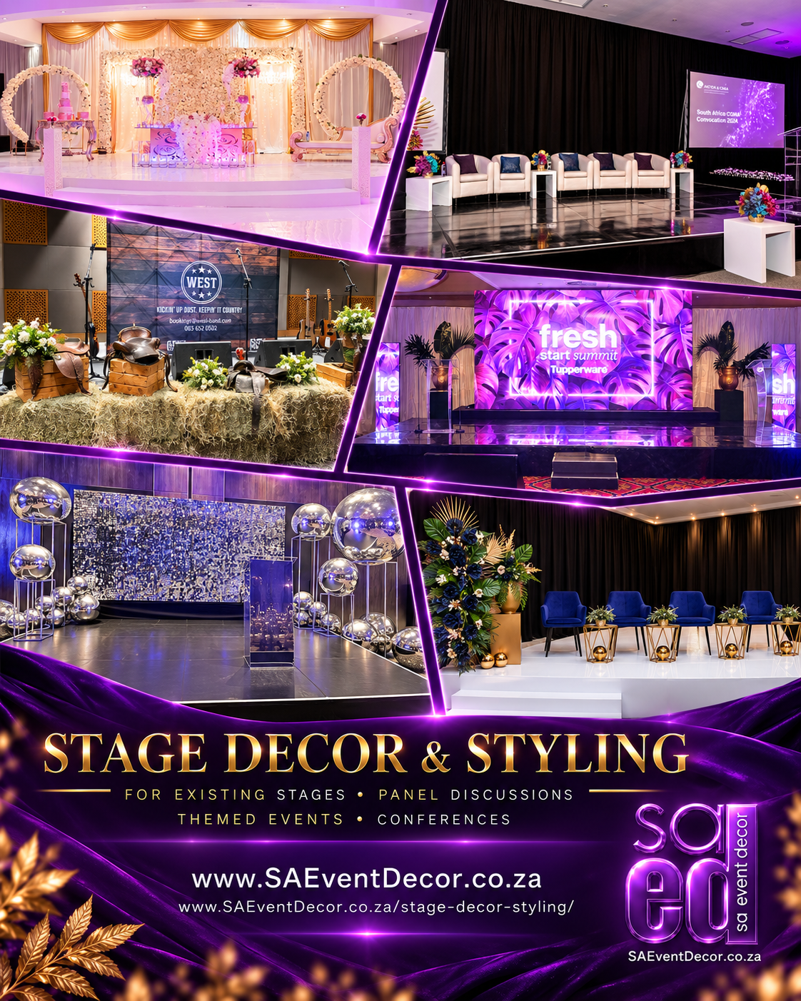 Stage decor styling from SA Event Decor Stage decor styling from SA Event Decor