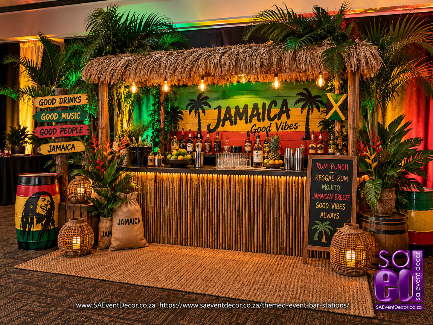 Themed Bar Stations 3 jamaican theme bar station by SA Event Decor
