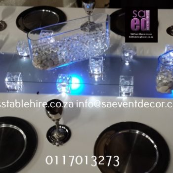 Glass Rectangular Tables With Led Base 10