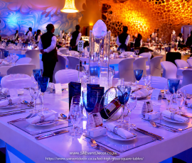 LED High Gloss Square Tables Hire 1