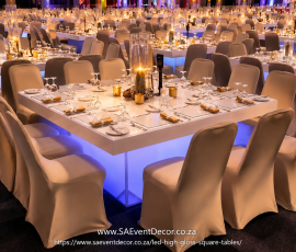 LED High Gloss Square Tables Hire 2
