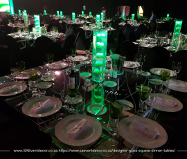 Glass Square Tables With Designer Steel Bases 1