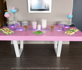 Colour Coded High Gloss Table Rentals 1