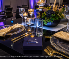 Colour Coded High Gloss Table Rentals 5