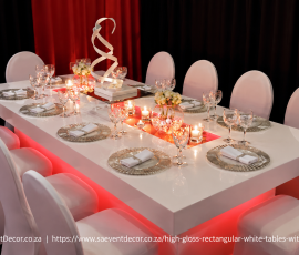 High Gloss Rectangular White Tables With LED Base 5 1169464073