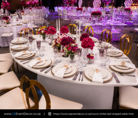 Luxury White Leaf Shaped Table Hire 1