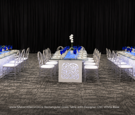 Rectangular Glass Table with Designer CNC White Base 2 2264789428