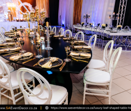 Luxury Black Leaf Shaped Table Hire 2
