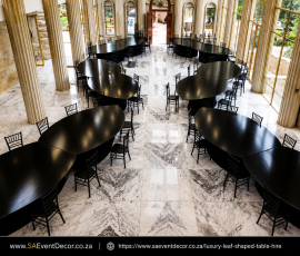 Luxury Black Leaf Shaped Table Hire 3