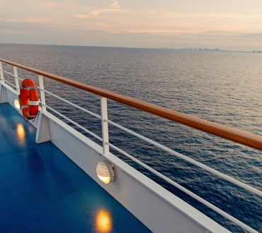 Ocean view from cruise ship at the evening