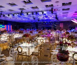 Luxury White CNC Square Glass Table Hire 4