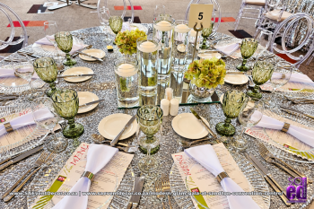 Modern glam gala at Sandton Convention table centrepiece by SA Event Decor