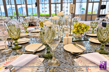 Modern glam gala at Sandton Convention table style by SA Event Decor